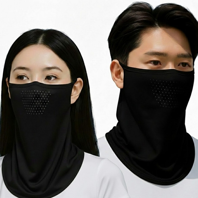 믿추 자외선차단 스포츠마스크 쿨마스크 골프 러닝 등산용, 블랙, 2개