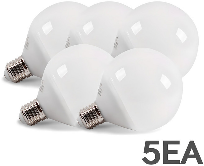 지니 LED 볼전구 12W 볼램프 숏타입 세트, 주광색, 5개