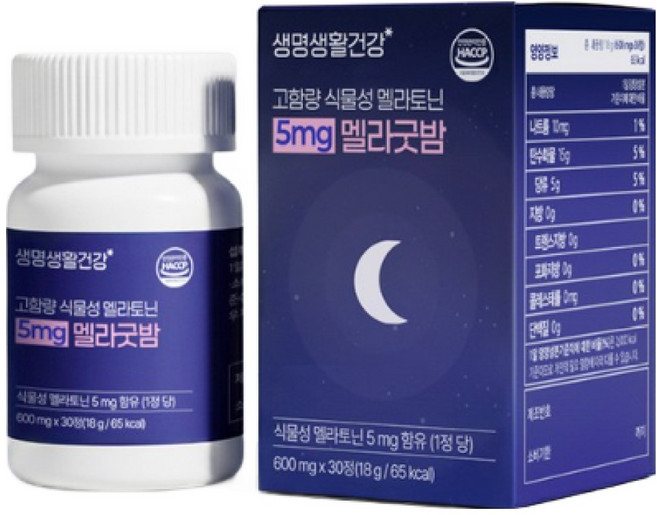 생명생활건강 고함량 식물성 멜라토닌 5mg 멜라굿밤, 6개, 30정