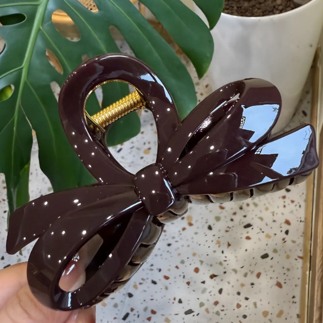 COCOMONSTER 프리미엄 왕리본 올림머리 헤어 집게핀 반머리 헤어핀 11cm