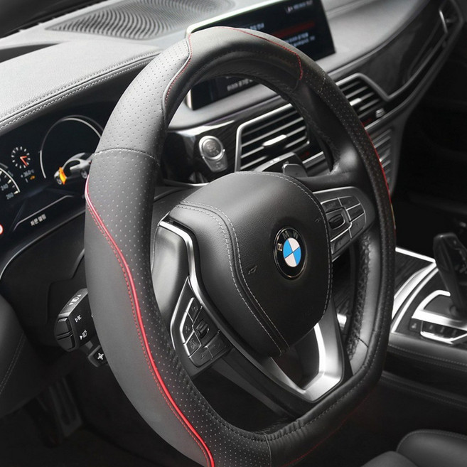 차량용 전차종 공용 핸들커버 실리콘 D자형, 레드