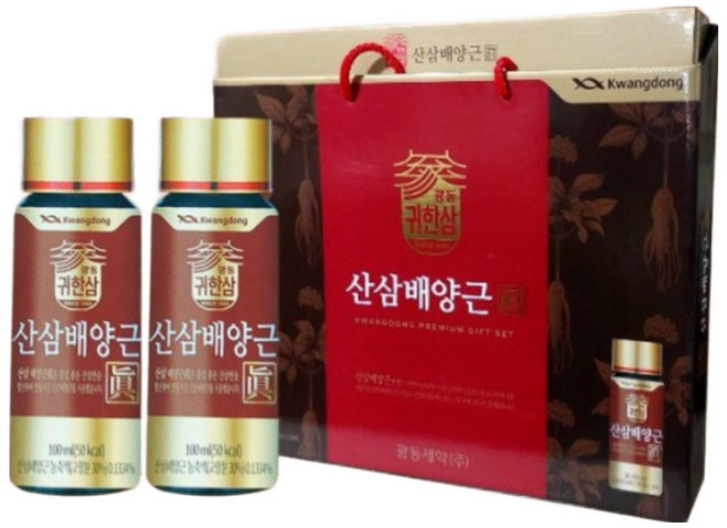 [짝수_선물세트] 광동 산삼배양근진액 100ml 12병x짝수세트 선물포장 손잡이 완비, 1.2L, 2개