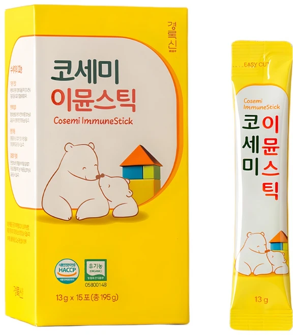 유기농 수세미즙 유아 어린이 청소년 기관지 코세미이뮨스틱, 15개, 13g - 쿠팡