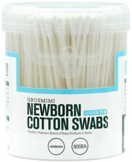 그로미미 100% 코튼 종이면봉 300개입-2개 - 신생아용, 2개, 300개입