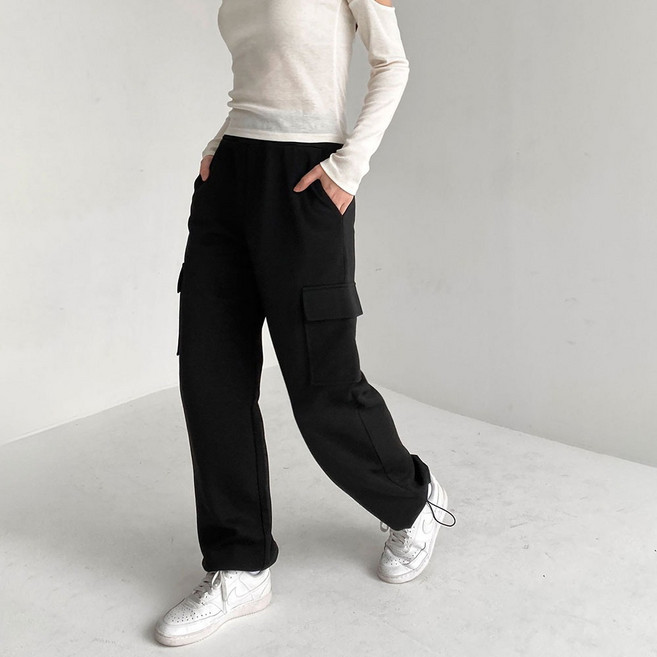 라르고비에 카고포켓 트레이닝 조거팬츠 2WAY 스트링 와이드 바지[기장3종]