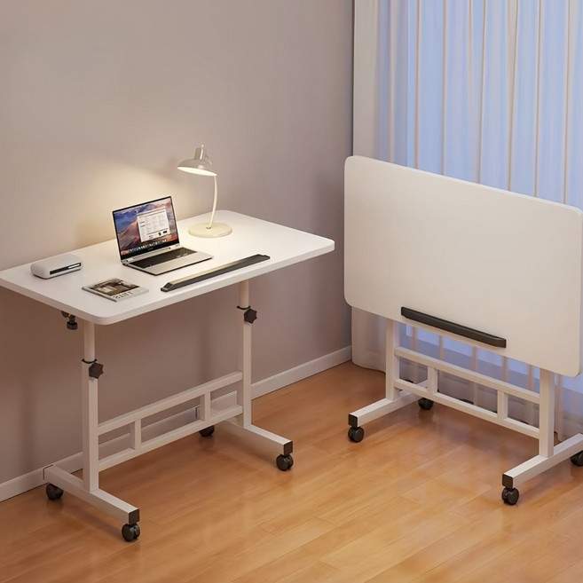 Serendipity Bloom 이동식 소파 침대 사이드 테이블 높이 조절형 이동식 노트북 테이블 H158-027, 화이트