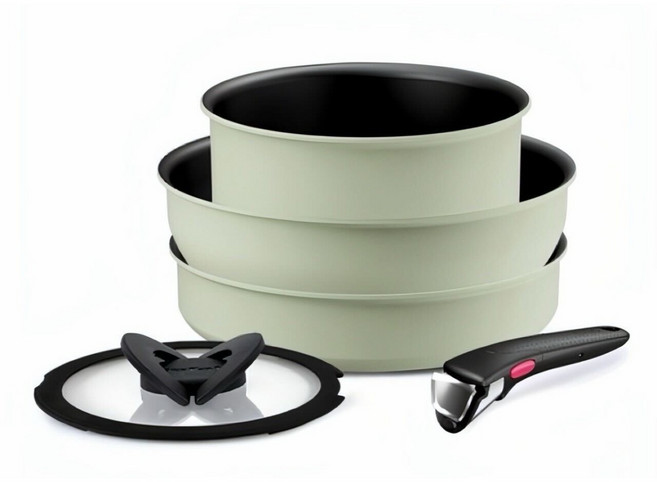 테팔 인덕션 매직핸즈 2X 크렘 드 피스타치오 5종 세트, 1세트, 냄비 18cm + 프라이팬 24cm + 볶음팬 26cm + 뚜껑 18cm + 손잡이
