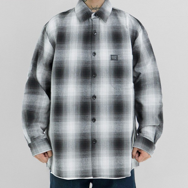 FB COUNTY 체커 플란넬 셔츠 긴팔 블랙화이트