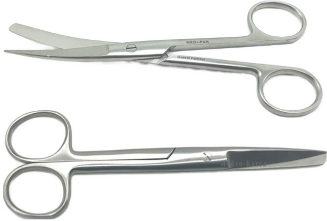 Medro-Korea 의료용 가위 발사 막 오퍼레이팅 SB BB SS14.5cm(직 곡)외과가위 병원용가위 핀셋 겸자, 1개, 오퍼레이팅 가위 S/B(곡)14.5cm