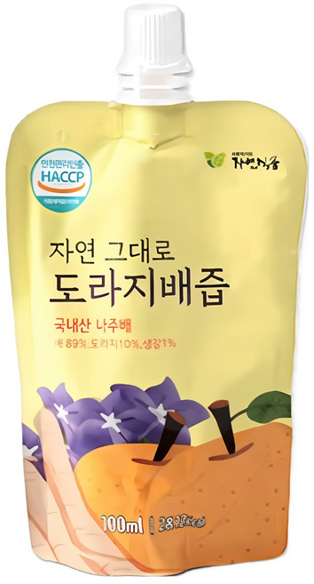[전남생협] 아이들도 먹기편한 스파우트 도라지 배즙 100ml(30팩 60팩 90팩 120팩), 100ml