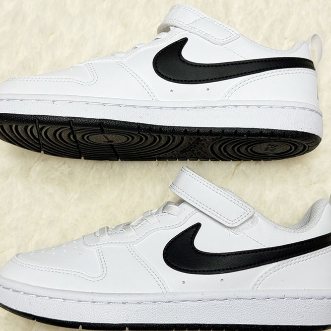 나이키 초등학생 운동화 코트 버로우 로우 키즈 벨크로 찍찍이 화이트 발편한 신발클리너