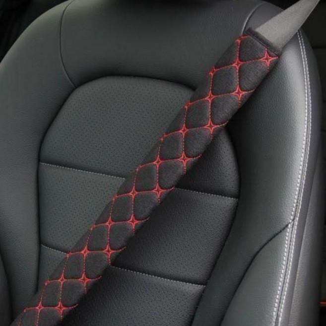 도다인몰 에어메쉬 롱사이즈 50cm 자동차 안전벨트 커버, 1개, 블랙레드 50cm