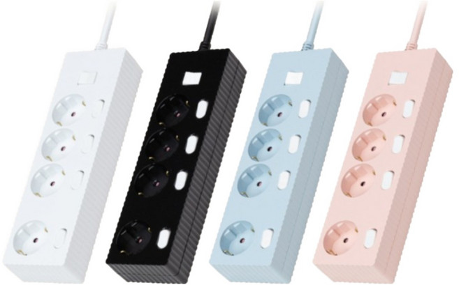 파워존 웨이브 4구 멀티탭 메인 통합 스위치 절전 과부하차단 멀티콘센트 50cm 1.5m 3m 5m 7m, 통합 4구 파스텔핑크, 1개