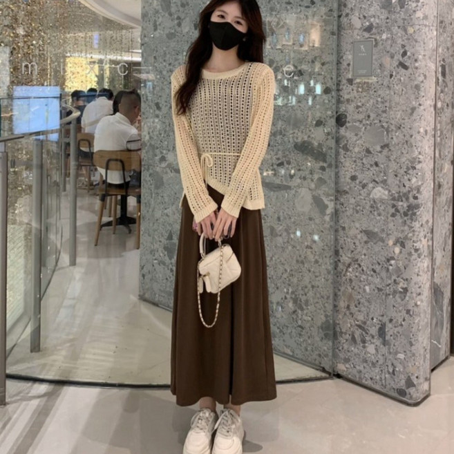 비아이와이 여성 데일리 니트 티셔츠 + 나시 원피스 투피스 세트 DH1273