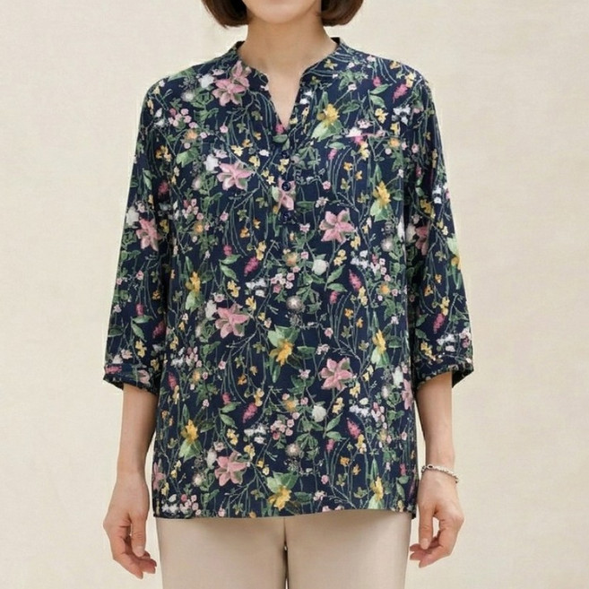 [엄마옷 로즈맘] 아송반오픈7부면블라우스