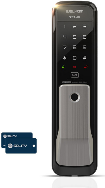 [무료설치] 솔리티 웰콤 지문인식 WP-530B 무타공 푸시풀 카드키2개+번호키 블루투스(옵션) 와이파이(옵션) IoT스마트도어록 디지털도어락 현관문 푸쉬풀 0초즉시잠김 허수기능, 무료설치(A지역), 방문설치, 웰콤 WP-530B