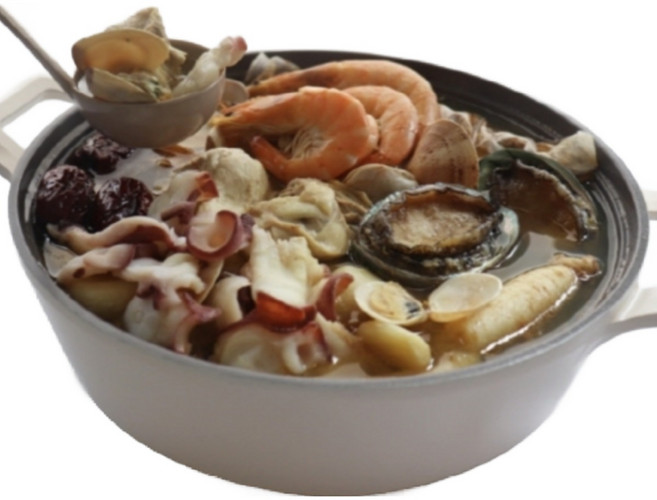 삼시세끼연구소 인삼 한뿌리 누룽지 해물 전복 삼계탕 백숙 해신탕 밀키트 세트, 1개, 2kg