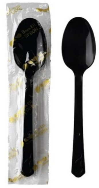 일회용 숟가락 176mm 개별포장 블랙, 500개입, 1세트