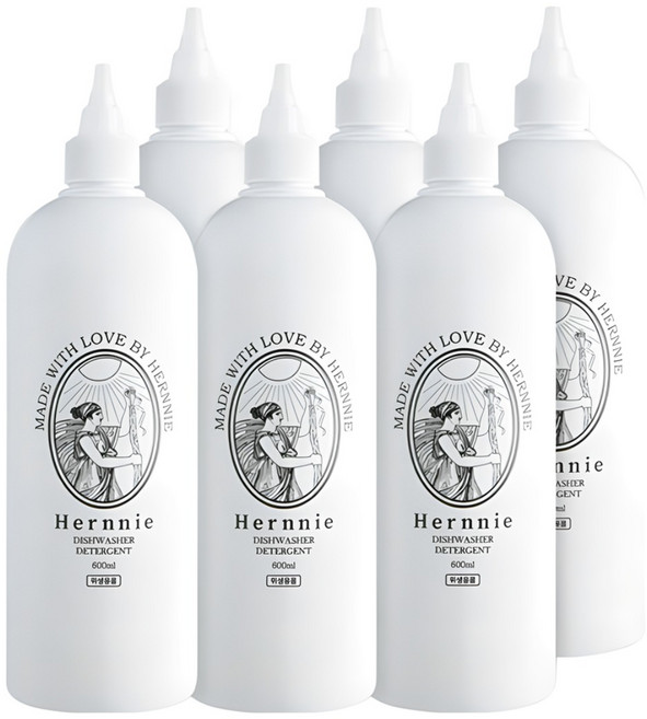 에르니 식첨등급 알러지제로 액체 식기세척기 세제 액상 알러젠프리 60회분 600ml 젖병세정 가능, 6개