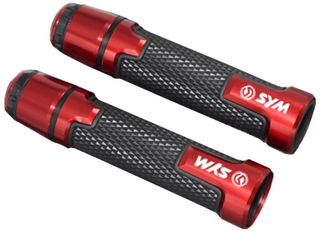 CHEKIS SYM 핸들그립 핸들발란스 일체형 보이져 조이맥스 크루심 로고각인, 레드, 1개