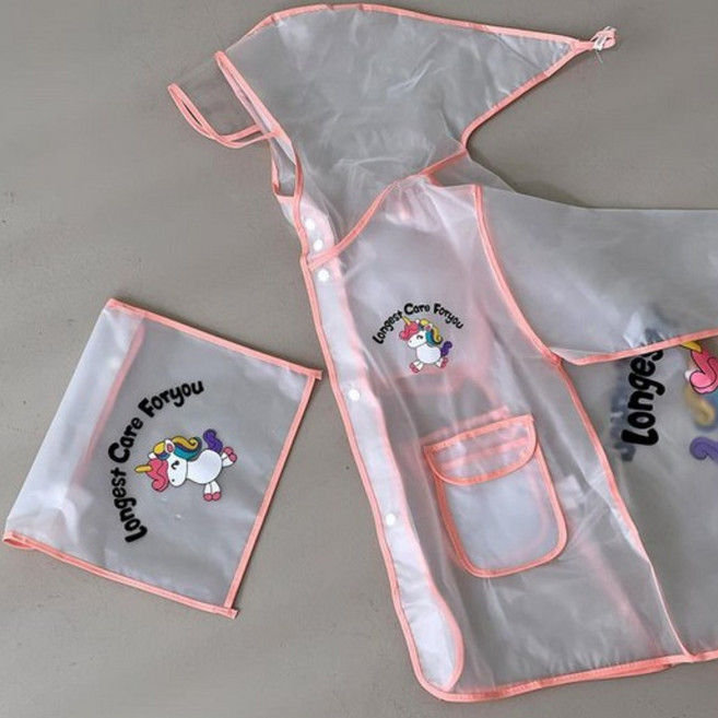 주니이치 KC인증 아동 키즈 레인코트 공룡 유니콘 우비 파우치포함