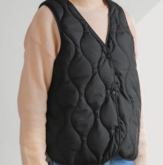 소프트웨이브 퀼팅 베스트 여성 경량 패딩 조끼 (베이지/블랙/크림)