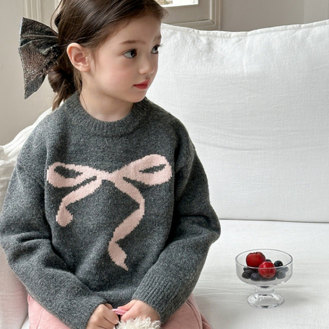 모아나리 키즈 리본 니트 스웨터 4color 크리스마스선물 데일리 등워룩 어린이집 유치원 스튜디오 촬영룩