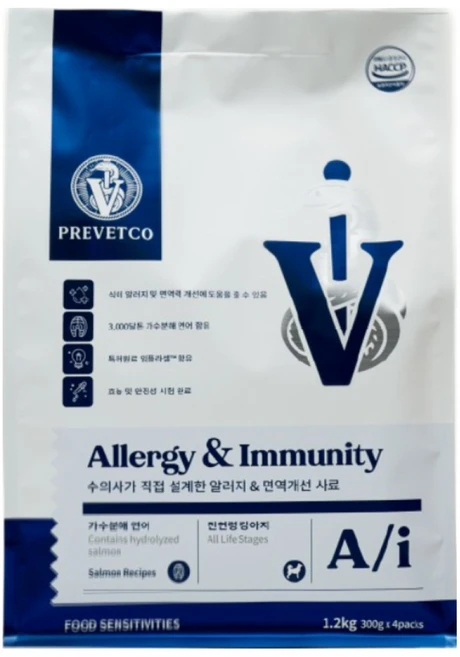 프리벳코 A/i 알러지&면역 가수분해 연어 강아지 피부 눈물 처방식 소프트 사료, 1.2kg, 1개, 피부/피모+알러지 - 쿠팡