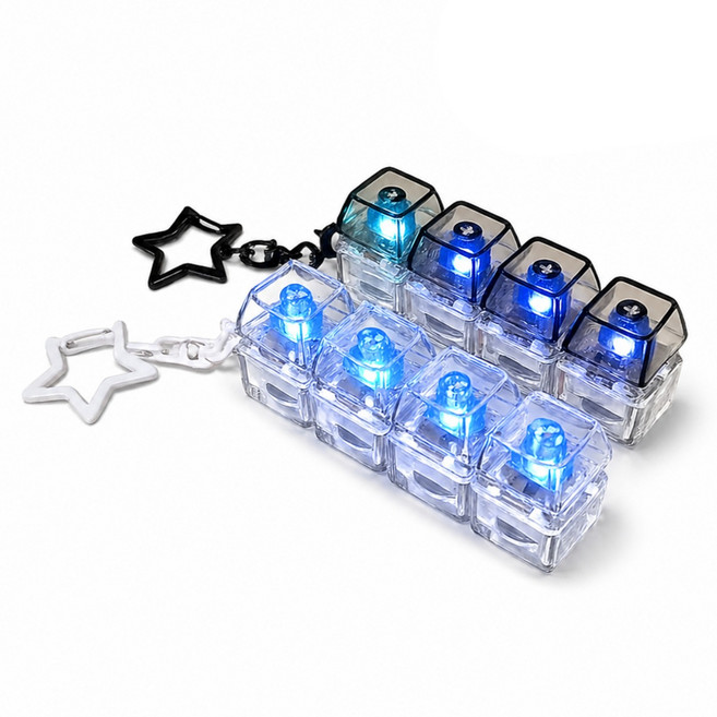 쥬마켓 LED 청축 키캡 키링 클릭커 키보드 4구, 블랙+화이트, 1개