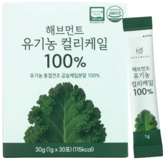 해브먼트 유기농 동결건조 컬리케일 100% 곱슬케일 분말 30포, 90개, 1g - 쿠팡