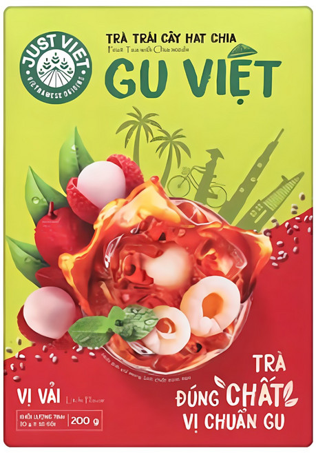 베트남 저스트비엣 GU VIET 치아씨드 과일차 리치 맛, 1개, 10개입, 20g