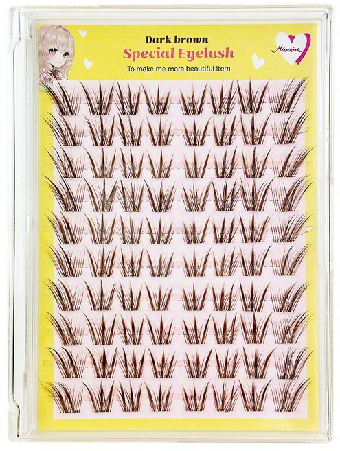 다크브라운 10줄 대용량 투명실 인조 부분 셀프 가닥속눈썹 미브린 다크브라운 스페셜래쉬 단품, 1개, C컬 길이혼합