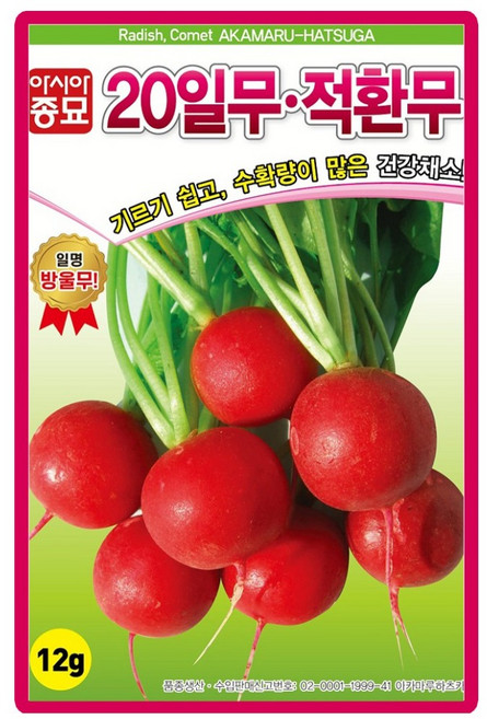 아시아종묘 20일무 적환무 씨앗 12g 적환무씨 샐러드 쌈용 종자, 1개