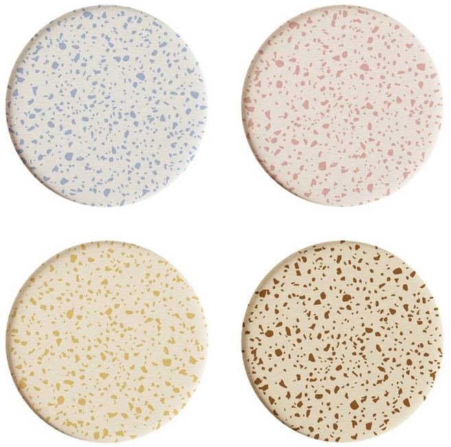 씨엔알비 식탁 위 포인트 규조토 코스터 4p, 1세트, 테라조 세트