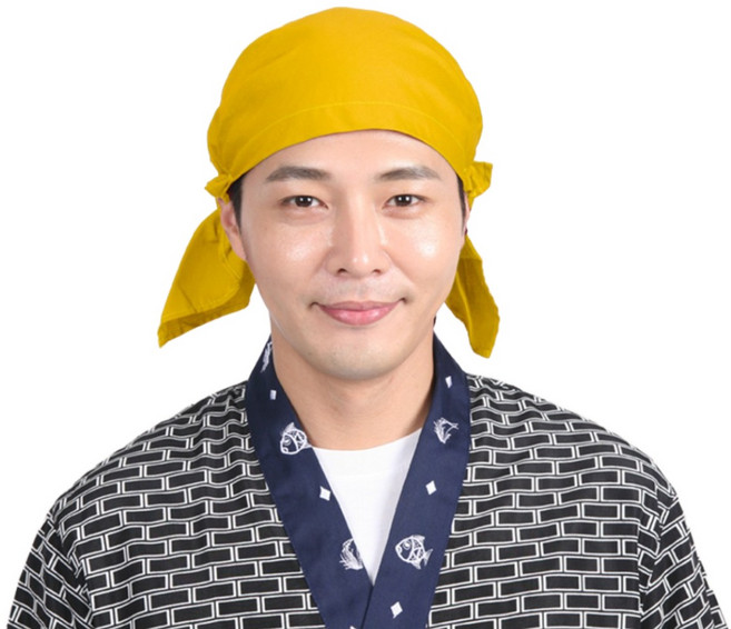 DHT02 일식 조리모 위생두건 고무줄 머리두건, DHT02 노랑, 1개