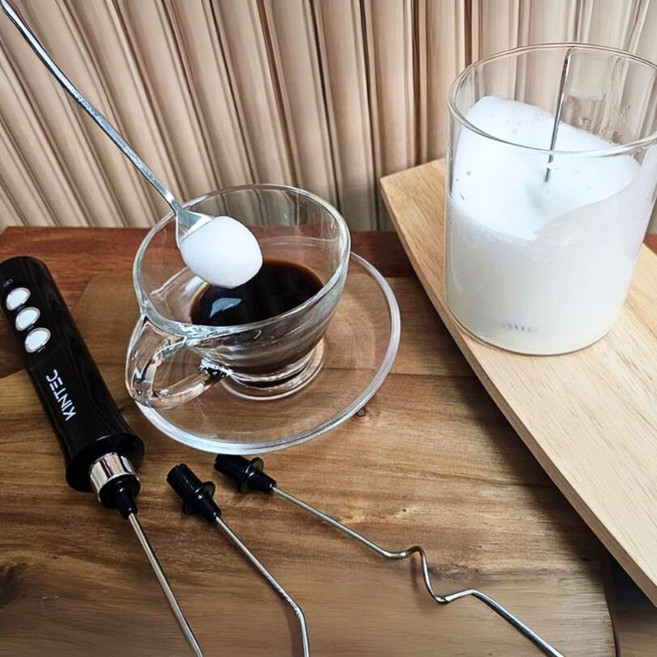 미니 전동 우유거품기 자동휘핑기 핸드블랜더 머랭치기 기계, 무선 충전식 핸드블렌더(화이트)