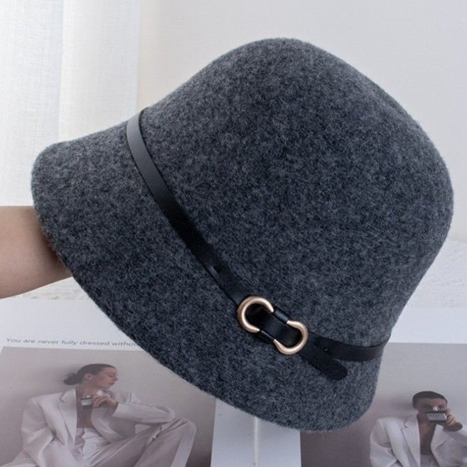 (왓썸) 패션너블하고 따뜻한 울혼방 캐시미어 버클형 버킷햇 모자