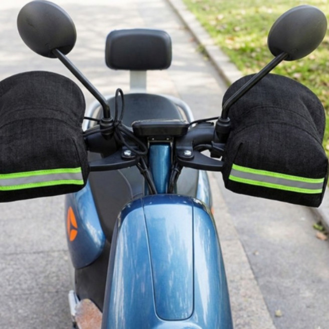 코일리룸 오토바이 여름토시 통풍 방수 핸들커버, 1세트, 블랙