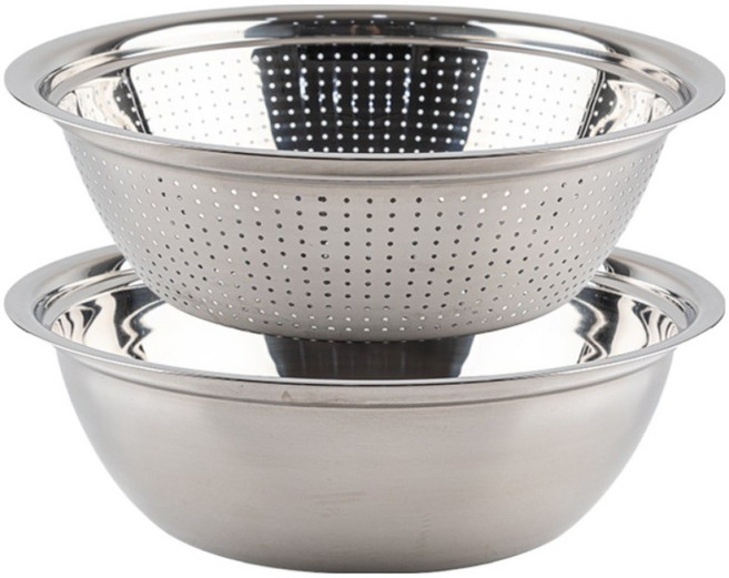 몽카라 김치 스텐용기 컬렉션 믹싱볼 세트 38cm 41cm, 믹싱볼 +타공채반