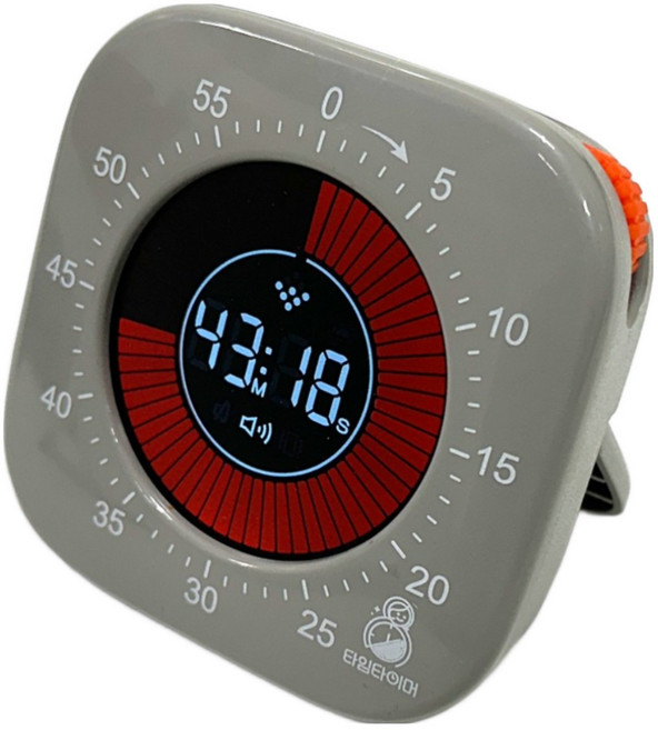 리뉴얼 0데시벨 무소음 LCD 디지털 타임타이머 뽀모도로타이머 구글타이머, 4.1세대-그레이, 1개