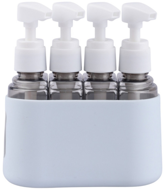 여행용 공병 디스펜서 4 in 1 수영장 실리콘 샴푸 소분 휴대용 트래블 보틀 펌핑 용기, 1개, 블루