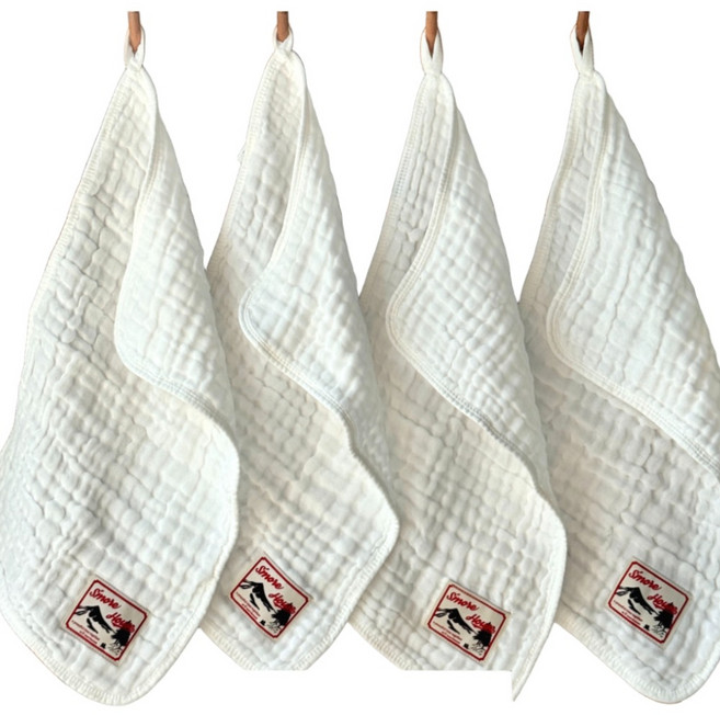 스모어하우스 자체제작 6겹 요루거즈 순면 친환경 키친 크로스 행주 고리수건, 3개, 화이트