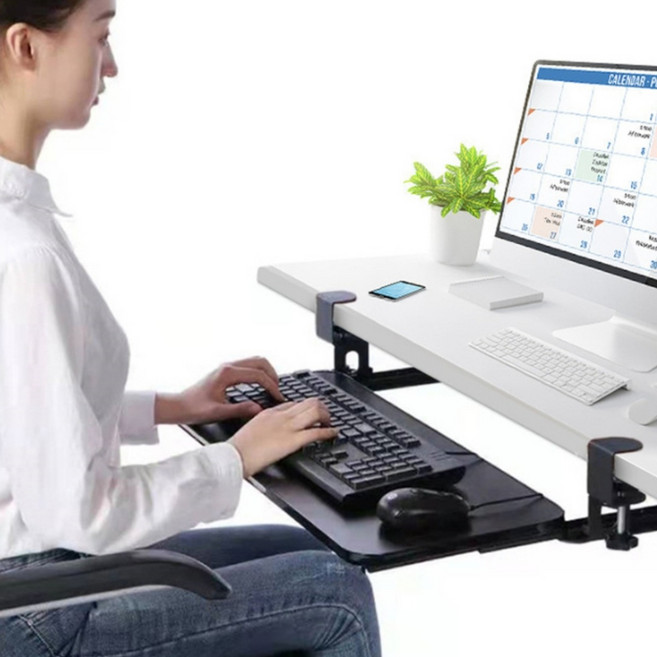 책상 팔걸이 확장 키보드 슬라이딩 거치대 52cm, 블랙, 1개