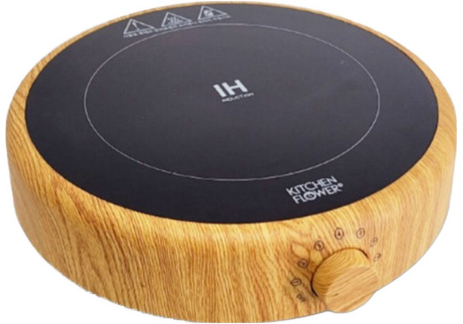 키친플라워 원형 우드 1구 인덕션 렌지 (국산후라이팬 증정)