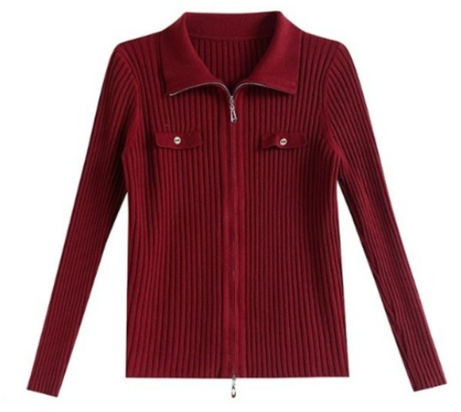 비아이와이 여성 봄가을 슬림핏 골지 집업 니트 카디건 D14