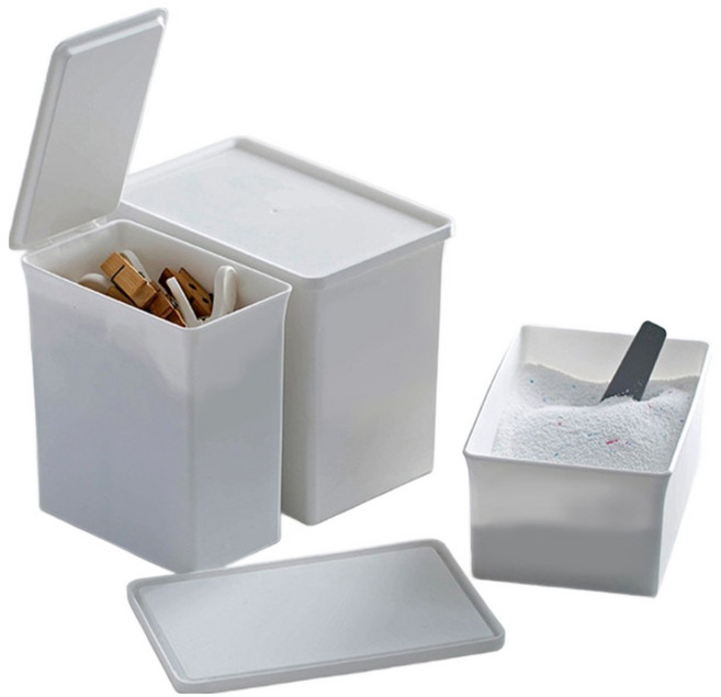 구디푸디 가루 세제통 세제용기 다용도 보관함, 1개, 4호 (뚜껑 일체형)