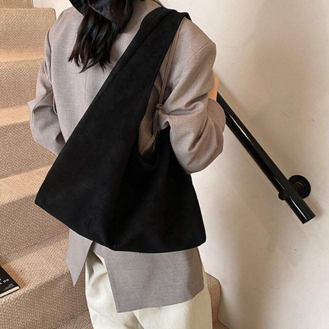 부드러운 스웨이드 가죽 숄더백 무지 에코백 보부상가방 여성용 데일리 숄더백