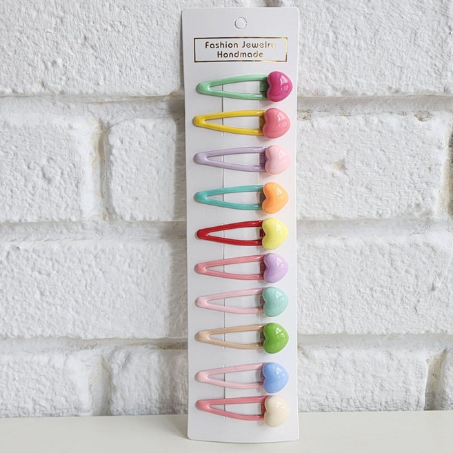 쭌쥬니네 큐티 하트 젤리똑딱핀 10p 세트 국내제작