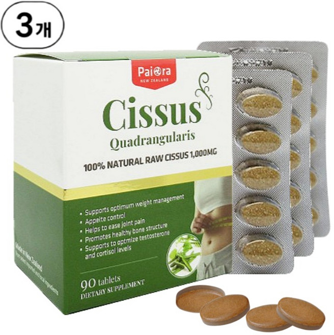 뉴질랜드 파이오라 시서스 천연 시서스추출물 1000mg 90정 프리미엄 다이어트 식욕조절 호르몬조절 체중조절, 3개