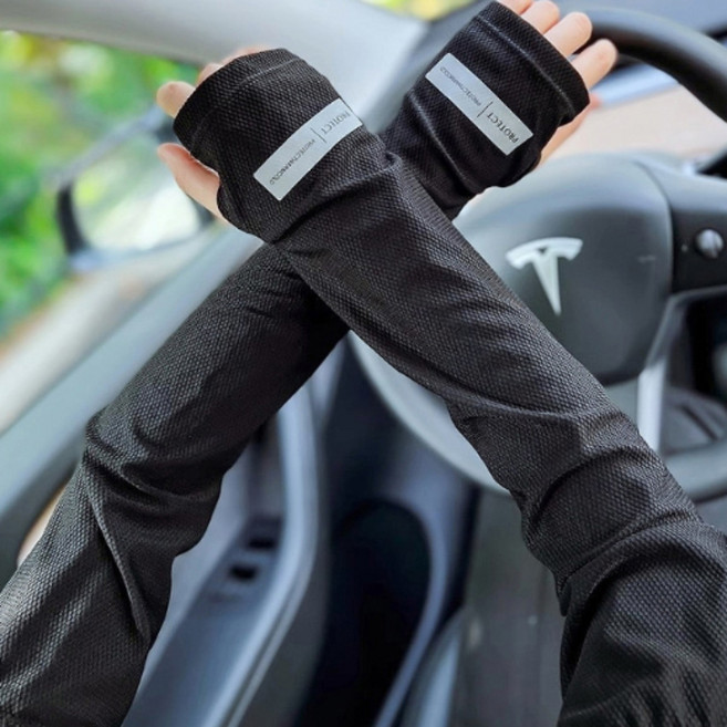 쿨핏 자외선차단 냉감 쿨토시 루즈핏 헐렁한 여름 팔토시 남녀공용, 1세트, 블랙